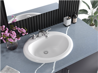 Pelican PL-1011 Porcelain Self-Rimming Bathroom Sink 20 1/2'' x 18'' w/ 8 Inch Spread - White